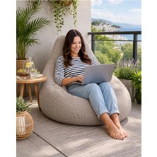 Kadife Fitilli Armut Koltuk Puf – Konforlu Oturma Pufu