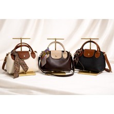 Şık Günlük Kullanımlık Kadın Çantası Kahverengi Bej