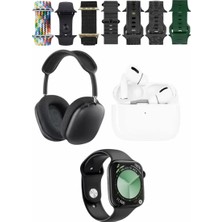 Prativas Karler Bass K32 Kombo 7 Adet Kordon Akıllı Saat Kulaklık Kafa Üstü Kablosuz Kulaklık Set -