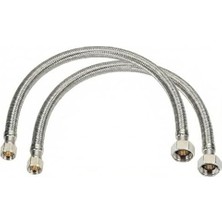 Freedom Books Smartizi 2 Adet 3/8" - 3/8" Dişi Çelik Örgülü Hortum (50 Cm) - Klozet ve Rezervuar Su Bağlantı Spirali - Paslanmaz Esnek Tesisat Borusu ve Ara Musluk Bağlantısı (2'li Eko Paket)