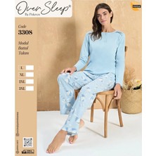 Sleep Poleren Mavi Modal Battal Pijama Takım