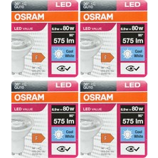 Avarson (4 Adet) Ledvance 6,9W GÜNIŞIĞI-ILIK Beyaz (4000K) GU10 Duylu LED Spot Ampul