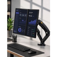Kenly Nb F160 Çift Kollu Gazlı Monitör Askı Aparatı 17-27 Inç Uyumlu 2-9 kg Taşıma Kapasiteli 360° Döner Ergonomik Masa Tutucu