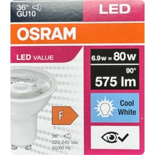 Avarson (1 Adet) Ledvance 6,9W GÜNIŞIĞI-ILIK Beyaz (4000K) GU10 Duylu LED Spot Ampul