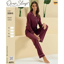 Sleep Poleren Bordo Modal Düğ. Pijama Takım