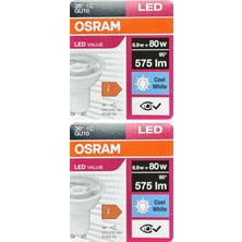 Avarson (2 Adet) Ledvance 6,9W GÜNIŞIĞI-ILIK Beyaz (4000K) GU10 Duylu LED Spot Ampul