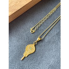 Aida Jewelss 925 Ayar Gümüş El Işlemesi Firuze Taşlı Anahtar Şans Gümüş Kolye 45CM