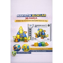 Trust Store Manyetik Bloklar 36 Parça 3D Eğitici Yapı Oyuncak Seti, Renkli Şeffaf Tasarım