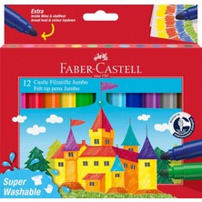 Graf Von Faber-Castell Faber-Castell Jumbo Keçeli Kalem Seti, 12 Renk, Geniş Yuvarlak Uç, Yıkanabilir Su Bazlı Mürekkep, Ba