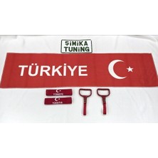 Şimika Kırmızı Ayyıldız Türkiye Torpido Havlusu ve 2'li Kemer Kılıfı ve 2'li Araç Tutamaçı