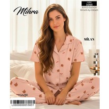 Arcan 50101 Somon Milan Düğmeli Alt Uzun Desenli Pijama Takım