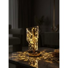 Vezza Home Gold Detaylı Şarjlı Kristal Masa Lambası - 3 Renk Modlu Masa  Lambası