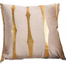 Diva Home Kadife Suni Deri Detaylı Dekoratif Kırlent Kılıfı 43X43 cm – Şık Salon Yastığı