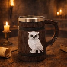Keyfim Shop Baykuş Temalı 3D Kabartmalı Çelik Kupa Bardak