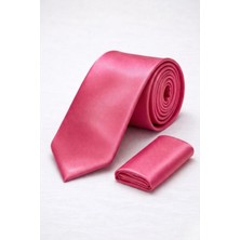 Pembe Kravat & Mendil Seti