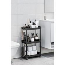 Urlove Siyah 3 Katlı Tekerlekli Düzenleyici Mutfak ve Banyo Rafı Vesken