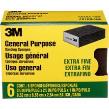3m CP000-6P-CC Zımpara Süngeri Ekstra Ince Kumlu, 3-3/4" x 2-5/8", Siyah, 6 Adet