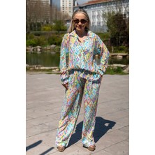 Muna Boutique Beli Lastikli Geometrik Desen Çok Renkli Kadın Alt Üst Takım