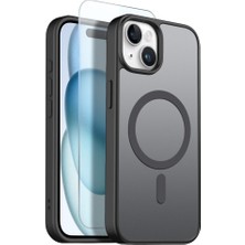 Teleplus iPhone 15 Kılıf Babet Translucent Mat Msafe Şarj Özellikli Kapak + Ekran Koruyucu