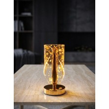 Vezza Home Altın Varaklı Kristal Masa Lambası - 3 Renk Modlu (Gün Işığı, Beyaz, Karışık) - Şarjlı Dekoratif
