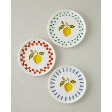 English Home Lemon Garden Seramik 6'lı Pasta Seti 16 cm Renkli