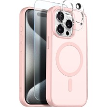 Teleplus iPhone 15 Pro Kılıf Babet Translucent 3in1 Msafe Şarj Özellikli Kapak + Ekran Koruyucu