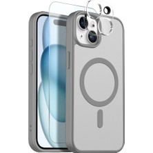 Teleplus iPhone 15 Kılıf Babet Translucent 3in1 Msafe Şarj Özellikli Kapak + Ekran Koruyucu