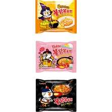 Buldak Hot Chicken Flavor Ramen 3'lü Kombo Karışık Paket Helal