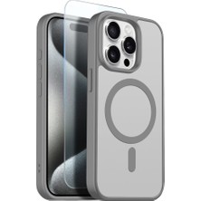 Teleplus iPhone 15 Pro Kılıf Babet Translucent Mat Msafe Şarj Özellikli Kapak + Ekran Koruyucu