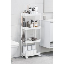 Orlea Beyaz 4 Katlı Tekerlekli Düzenleyici Mutfak ve Banyo Rafı Vesken