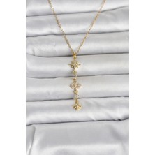 Clariss 316L Çelik Gold Renk Kutup Yıldızı Y Model Zirkon Taşlı Kadın Kolye