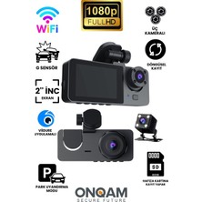 Azurtech 1080P Full Hd 3 Kameralı Hafıza Kartına Kayıtlı Hareket Algılamalı Araç Kamerası