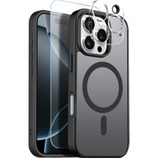 Teleplus iPhone 16 Pro Max Kılıf Babet Translucent 3in1 Msafe Şarj Özellikli Kapak + Ekran Koruyucu