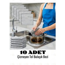 MAİN SHOP Main Shop 10 Adet Çizmez Bulaşık Teli Çelik Bez 20x20 cm Çift Katmanlı M- 602