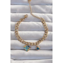 Pazarcan Çelik Gold Renk Nazarlı Model Zincir Bileklik