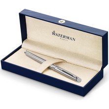 Waterman Hemisphere Paslanmaz Çelik Krom Tasarımlı Dolma Kalem, Orta Kalınlıkta Uç, Mavi Mürekkep