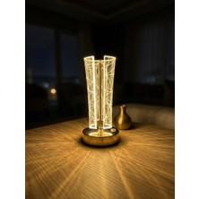 Vezza Home Modern Kristal Tasarım 3 Modlu LED Masa Lambası - Şarjlı Taşınabilir Ambiyans Aydınlatma - Gün Işığı & Beyaz