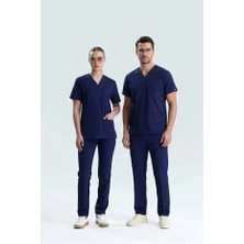 Uçak İş Giyim LACİVERT HEMŞİRE FORMASI LİKRALI SCRUBS TAKIM (PATRIOT BLUE)