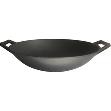 Naturpot Döküm Wok Tava Kaplamasız Gerçek Demir Döküm Derin Kavurma Tavası 34 cm