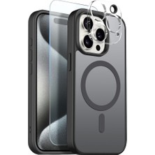 Teleplus iPhone 15 Pro Max Kılıf Babet Translucent 3in1 Msafe Şarj Özellikli Kapak + Ekran Koruyucu