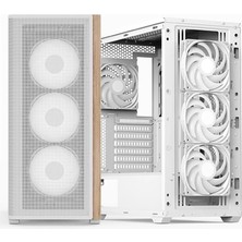 Aero Cool Aerocool Ae D501A Wh 4X12CM  Fanlı Ahşap Ön Panel Tempered Cam Yan ve Mesh Ön Panel, USB Type-C,atx