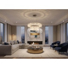 Elizim Home Lighting Elmas 2 Katlı Kristal Taşlı Ledli Avize
