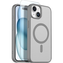 Teleplus iPhone 15 Kılıf Babet Translucent Mat Msafe Şarj Özellikli Kapak + Ekran Koruyucu