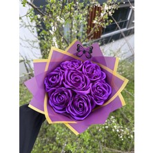 Buket Dünyası 7 Li Solmayan Gül Buketi Mor Gül Dışı Mor