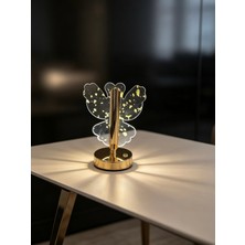 Vezza Home Kristal Kelebek Tasarım Şarjlı Masa Lambası - Dokunmatik 3 Renk Işık Modu (Gün Işığı/beyaz)