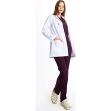 Uçak Medikal Beyaz Tunik Boy, Uzun Kol, Klasik Yaka, Doktor Önlüğü
