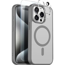 Teleplus iPhone 15 Pro Kılıf Babet Translucent 3in1 Msafe Şarj Özellikli Kapak + Ekran Koruyucu