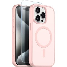 Teleplus iPhone 15 Pro Max Kılıf Babet Translucent Mat Msafe Şarj Özellikli Kapak + Ekran Koruyucu