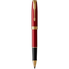 Parker Sonnet Lake Kırmızı Altın Tasarımlı Roller Kalem, Ince Uç, Siyah Mürekkep