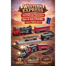 Trust Store Western Express Pilli Tren Seti 12 Parça Işıklı Hareketli Klasik Tren Macerası
